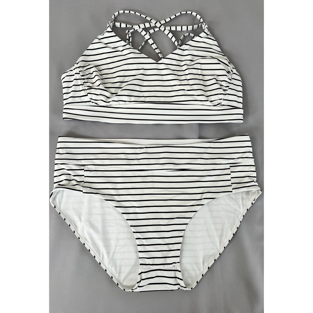 CALIA by Carrie Underwood White and Black Striped One-Piece Swim